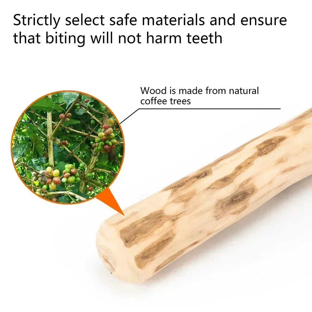 Durable Coffee Wood Chew Stick for Dogs - Natural Anxiety Relief & Teeth Cleaning Pet Toy