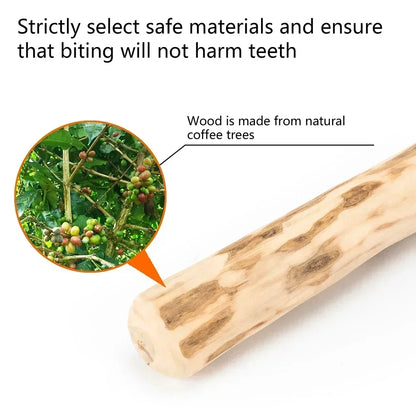 Durable Coffee Wood Chew Stick for Dogs - Natural Anxiety Relief & Teeth Cleaning Pet Toy
