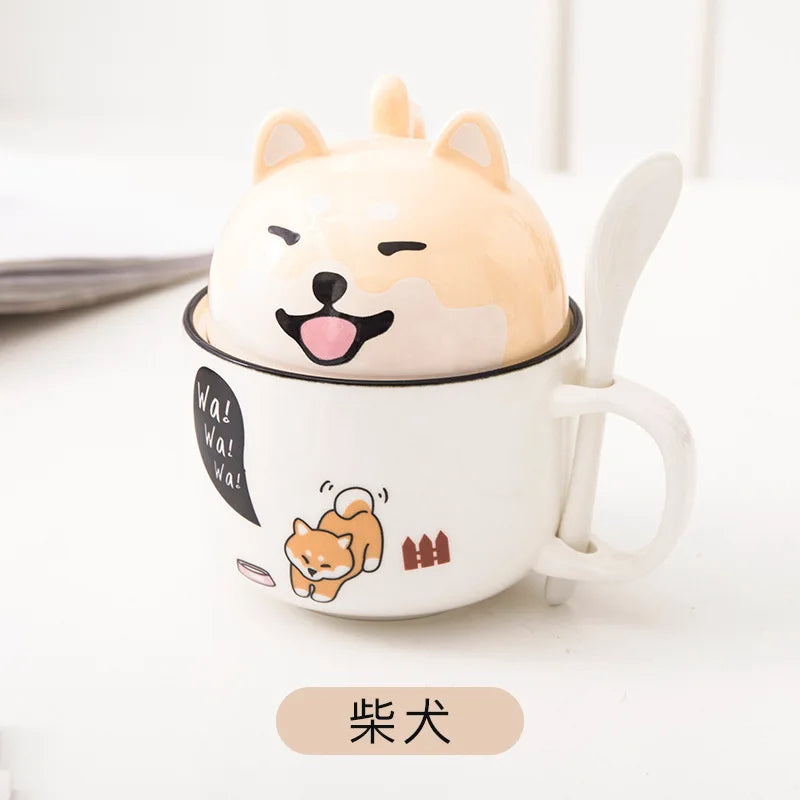 Shiba Inu Cat Coffee Cup Home Cartoon Animal Decoration Cup Creative Couple Ceramic Cup Afternoon Tea Breakfast Milk Tableware