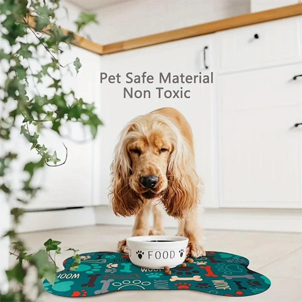 VIKAMA Bone-Shaped Pet Mat Feeding Mat Diatom Mud Carpet Cute Cartoon Floor Mat Waterproof And Dirt-Resistant Home Decoration