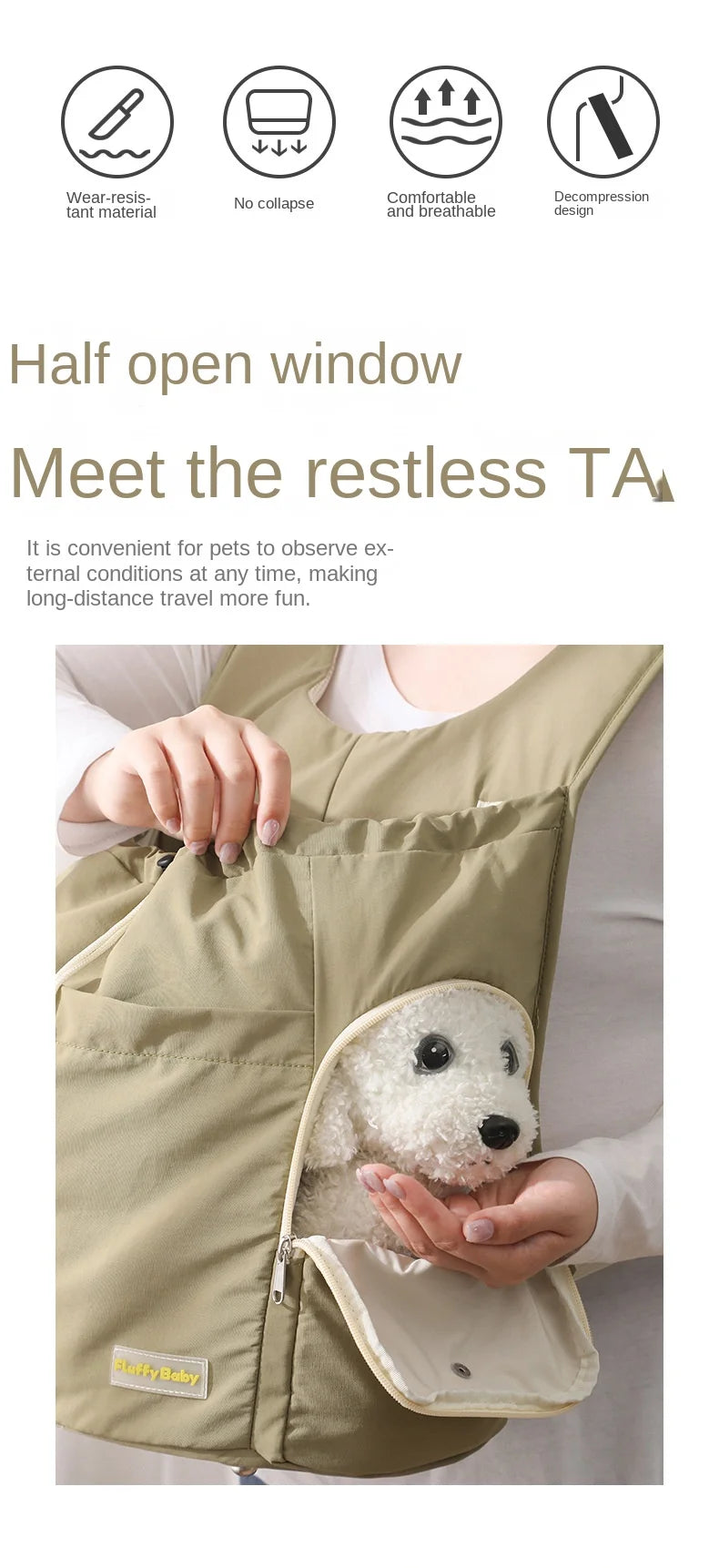 Pet Chest Bag Portable Dual-purpose Chest Dog Backpack  Cat Large Capacity Carrier  Dog Bag Carrier