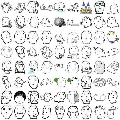 72 Sheets Swollen Eye Cat Stickers Black Sketch Cute Animal Water Cup Computer Mobile Phone Decoration Waterproof Stickers