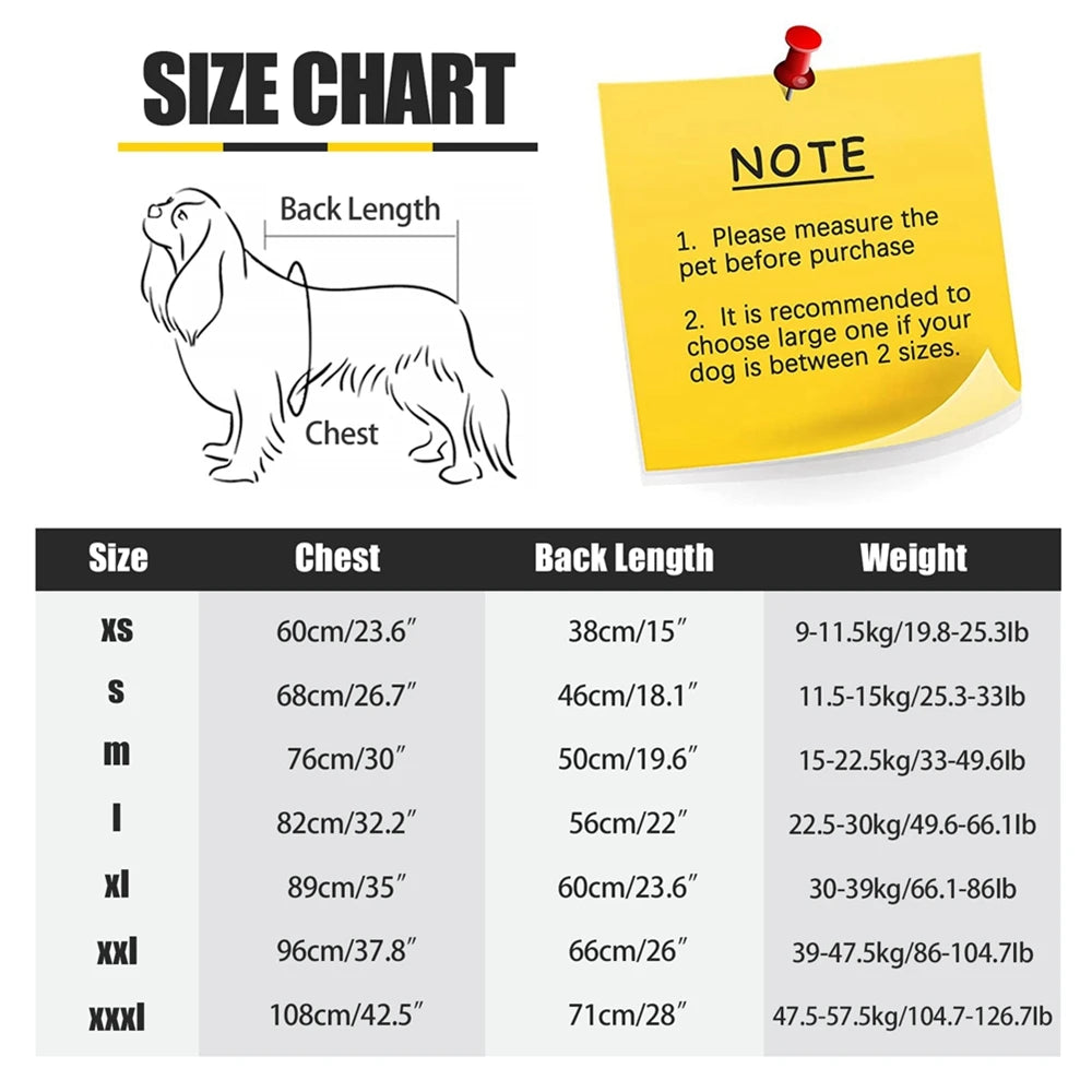 4-Legs Dog Coats Warm Fleece Clothes for Small Medium Large Dogs Dog Cold Weather Outfit Full Body Cover Dog Snowsuit