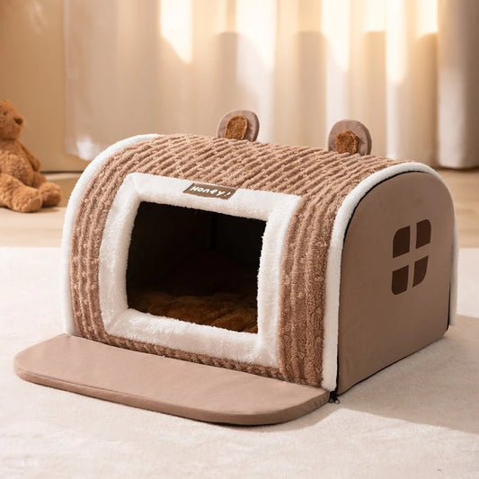 Winter dog three-dimensional bear curved house kennel warm thickened cat  pet