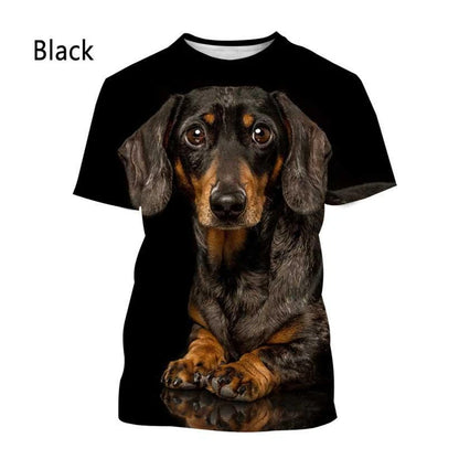 the DACHSHUNDS - Dachshund 3D Printed T-Shirt, Men/Women Summer Funny Dog Graphic T-Shirts, Casual Harajuku Style Kids O-Neck Tee Tops Clothing