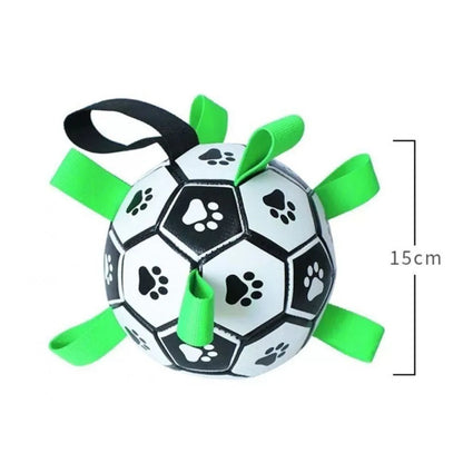 Dog Toys Soccer Ball with Straps Interactive Dog Toy for Tug of War Puppy Durable Ball Toys for Medium Large Dogs Pet Supplies