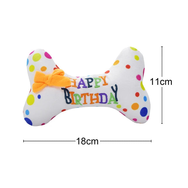 Pet Dog Toy Cute Birthday Cake Squeaky Toys Bite Resistant Bone Shape Stuffed Toy Cat Puppy Chew Toy Interactive Dog Accessories