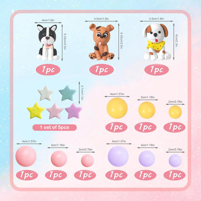 Dog Cake Topper Clay Figurines Puppy Star for Dog Theme Birthday Party Paw Cute Dog Pet Party Baby Shower Supplies