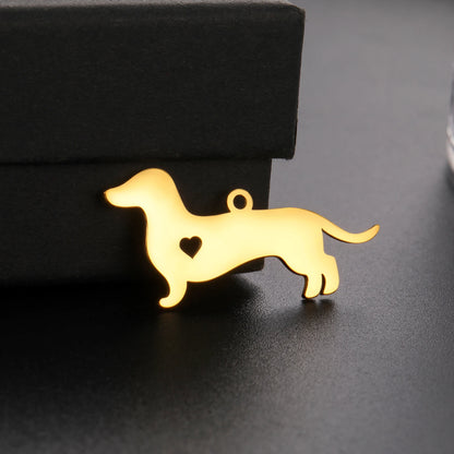 5 pieces/batch Cute Sausage Dog Wolf Pendant Stainless Steel DIY Earrings Bracelet Jewelry Fashion Jewelry Making