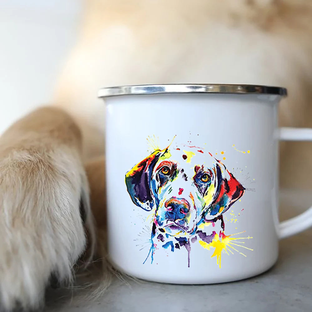 Personalized Mug Coffee Cups Funny Glasses Dog Print Coffee Mugs Sketch Bulldog Creative Enamel Cups Beer Cup Unusual Tea Cup