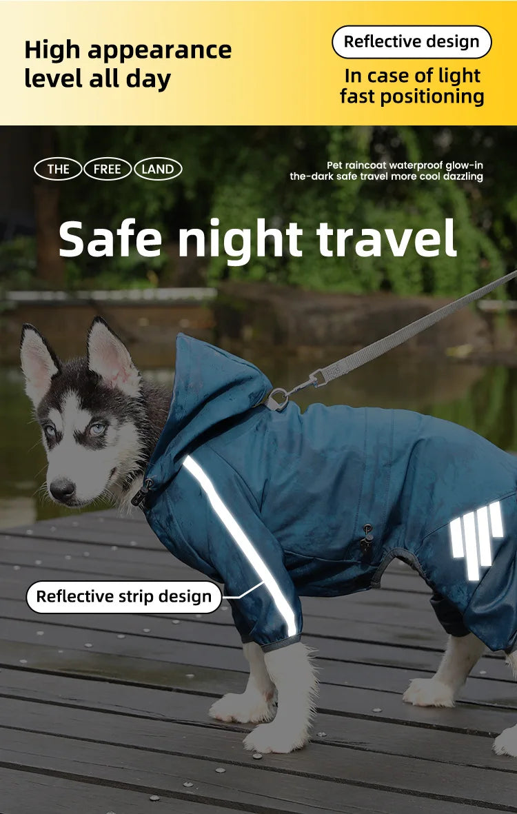 the JOGGER - Dog Raincoat Reflective Jacket Waterproof Large Pet, Rainy Day Out Clothes