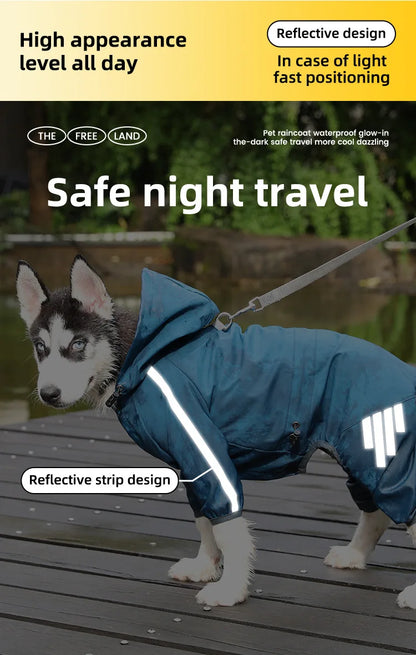 the JOGGER - Dog Raincoat Reflective Jacket Waterproof Large Pet, Rainy Day Out Clothes