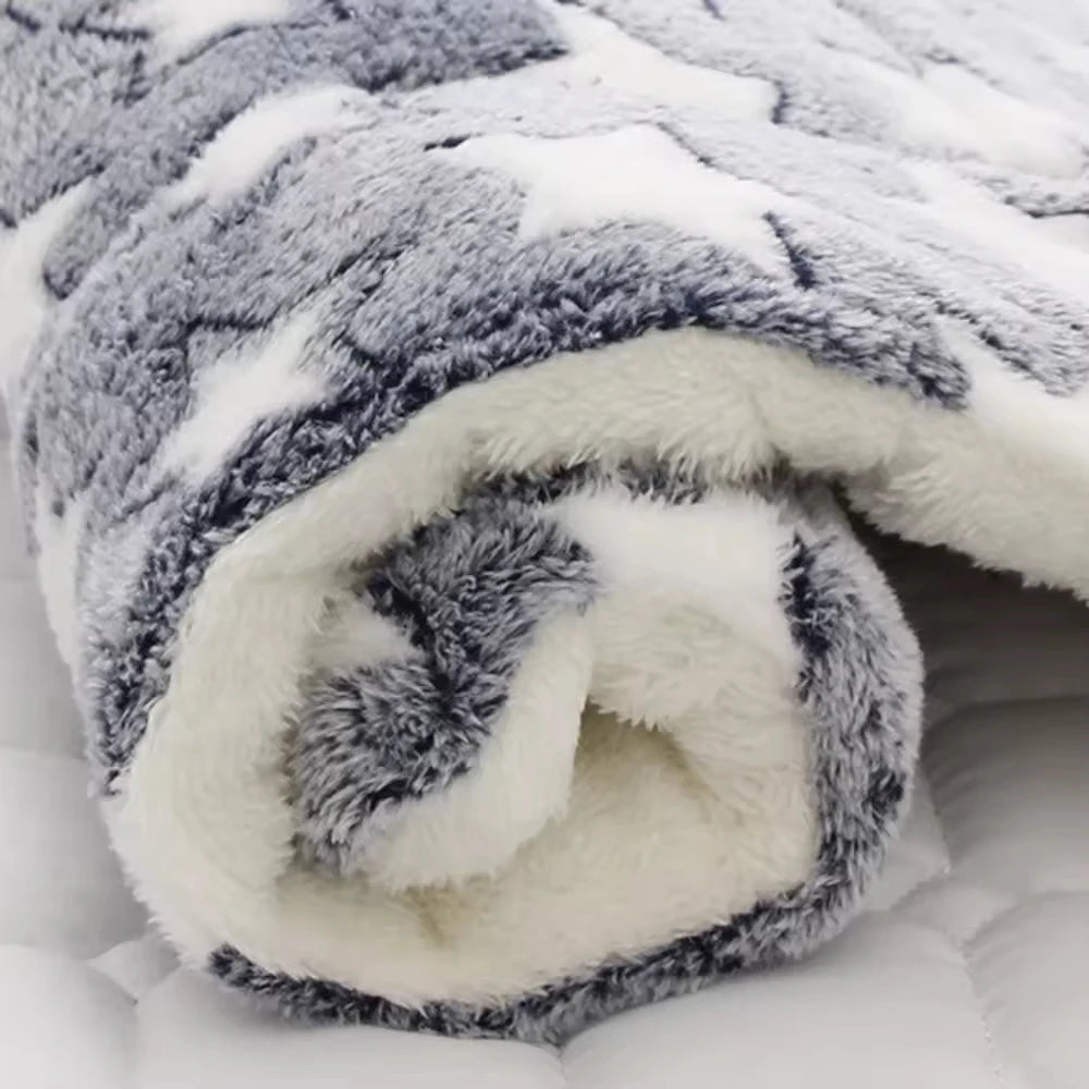 Pet Sleeping Mat Dog Bed Cat Bed Soft Hair Thickened Blanket Pad Fleece Home Washable Warm Bear Pattern Blanket Pet Supplies