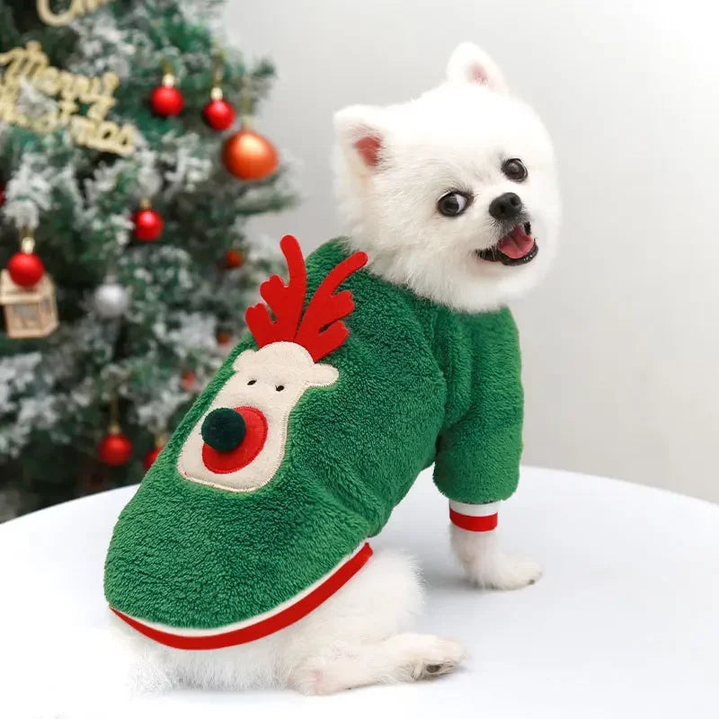 the YULEPAW WINTER COAT - Dog Christmas Clothes, Winter Warm Pet Clothes for Small/Medium Dogs, Elk Santa Claus Dog/Cats Coat Hoodies, Christmas Dogs Costume