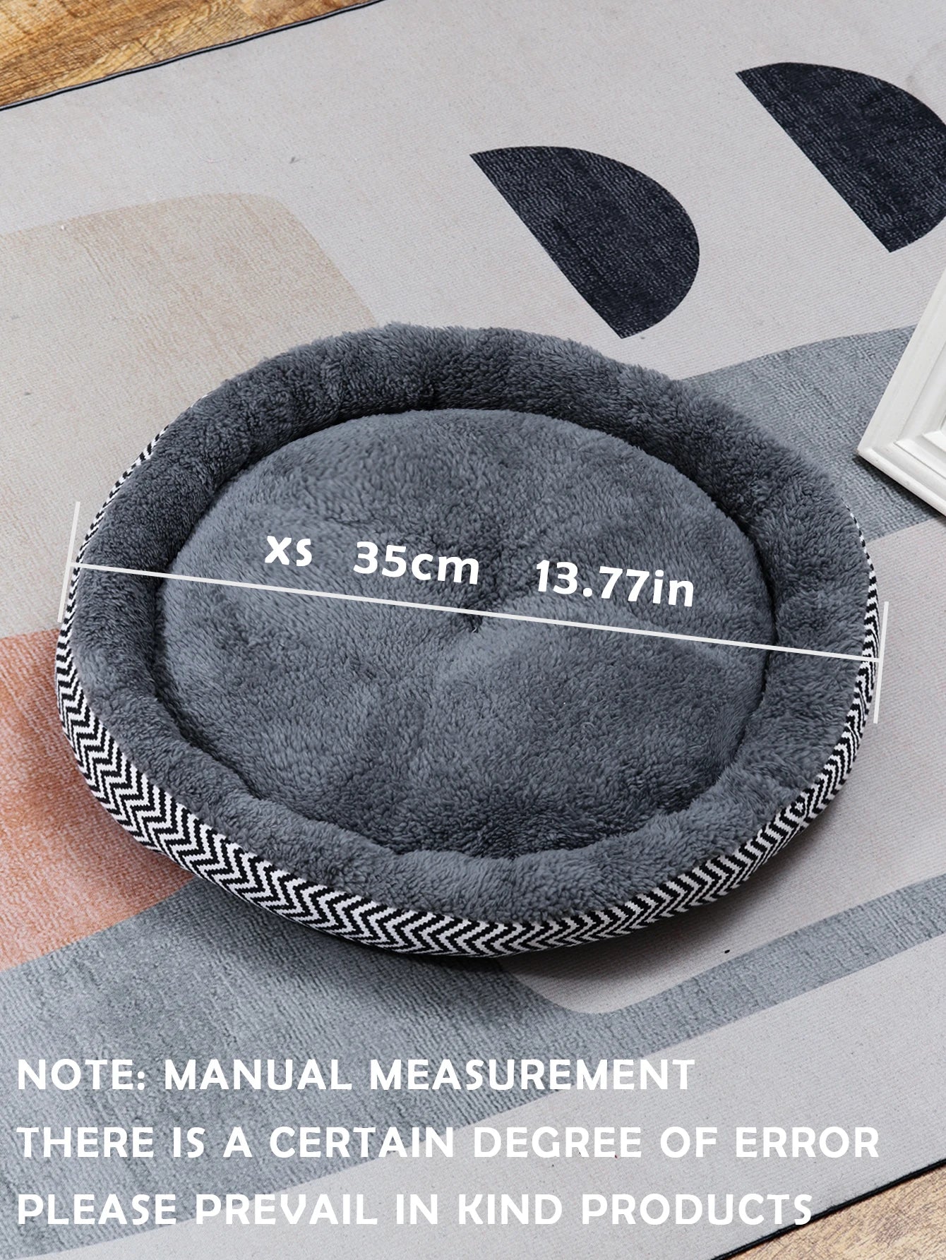 Winter Round Warm Dog Sofa Bed Pets Supplies Canvas Stripe Mat Plush Cats Nest Mat Dog Basket Pet Soft Cushion Machine Washable