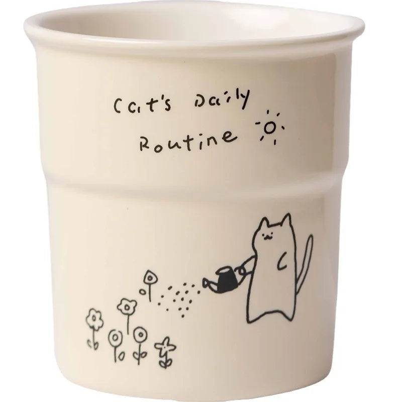 225ml Ceramic Cup Cute Cat Illustrations Coffee Cup for Kitchen Coffee Shop Restaurant,Latte Mug,Drinkware Gift Souvenir