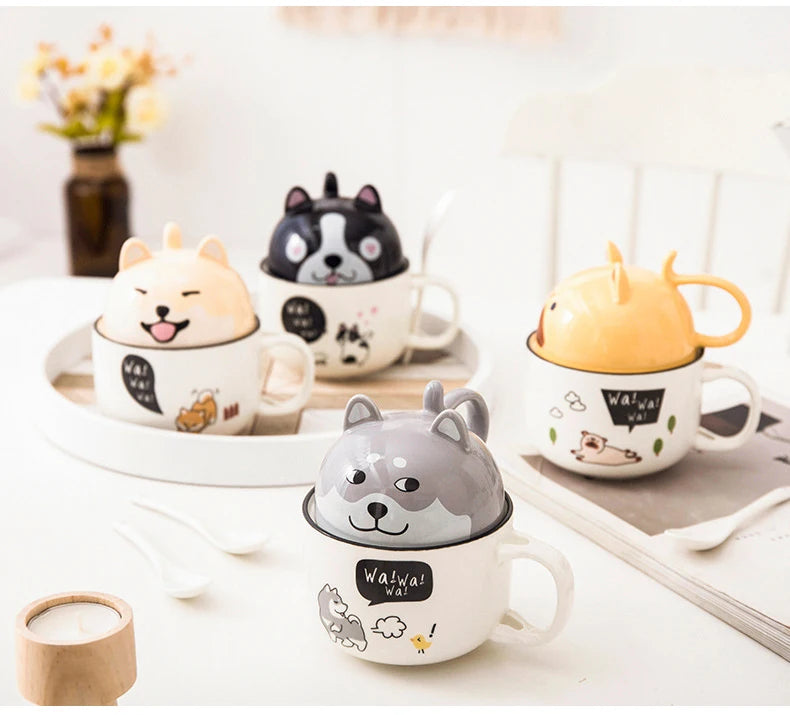 Shiba Inu Cat Coffee Cup Home Cartoon Animal Decoration Cup Creative Couple Ceramic Cup Afternoon Tea Breakfast Milk Tableware