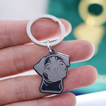 Stainless Steel Charms French Bulldog Dog Men's Trendy Punk Keychain for Women Men Jewelry Kids Gifts Key Bag Deco Accessories