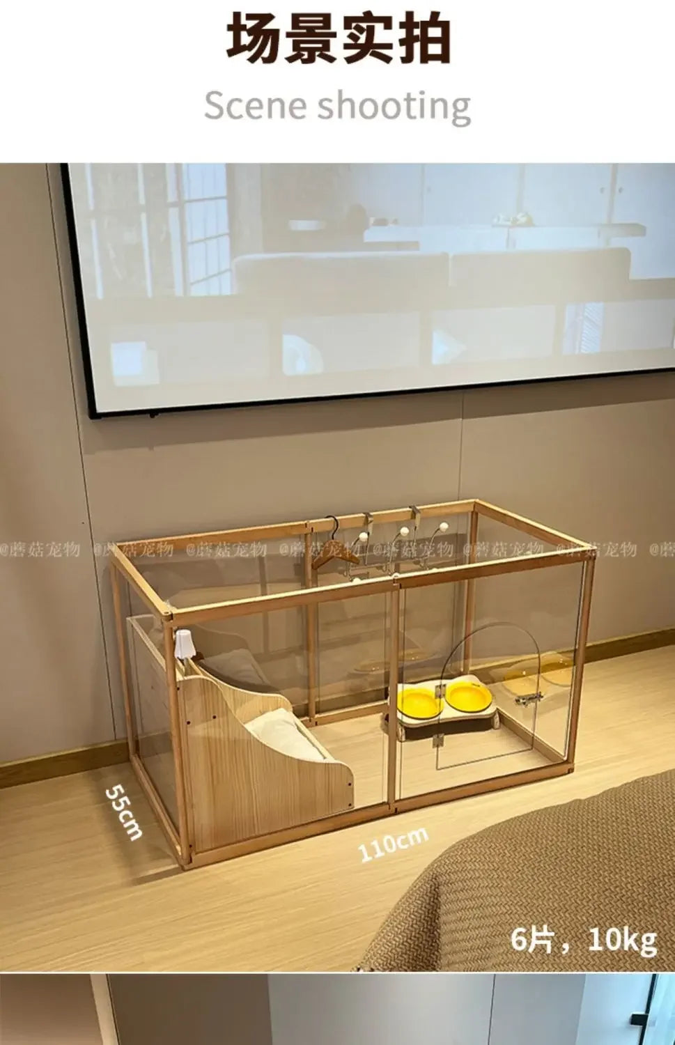 Pet pen dog cage Indoor villa for small and medium-sized dogs with fence and isolation gate in domestic kennel