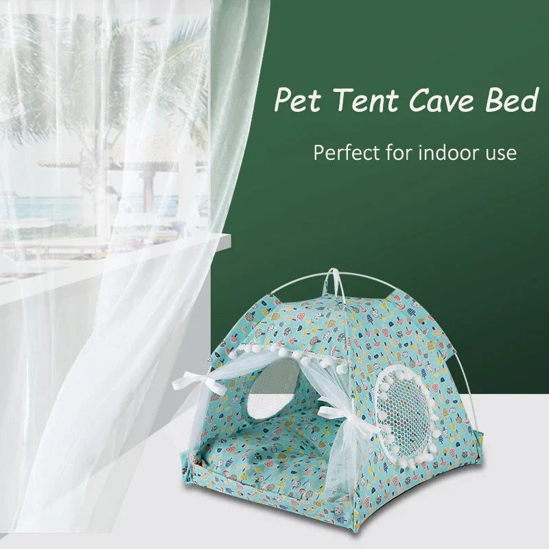 the PRINCESS PUPPY TENT - Pet Dog Tent House, Floral Print Enclosed Cat/Dog Tent Bed, Indoor Folding Portable Comfortable Kitten/Puppy Bed, Kennel for Small Pets