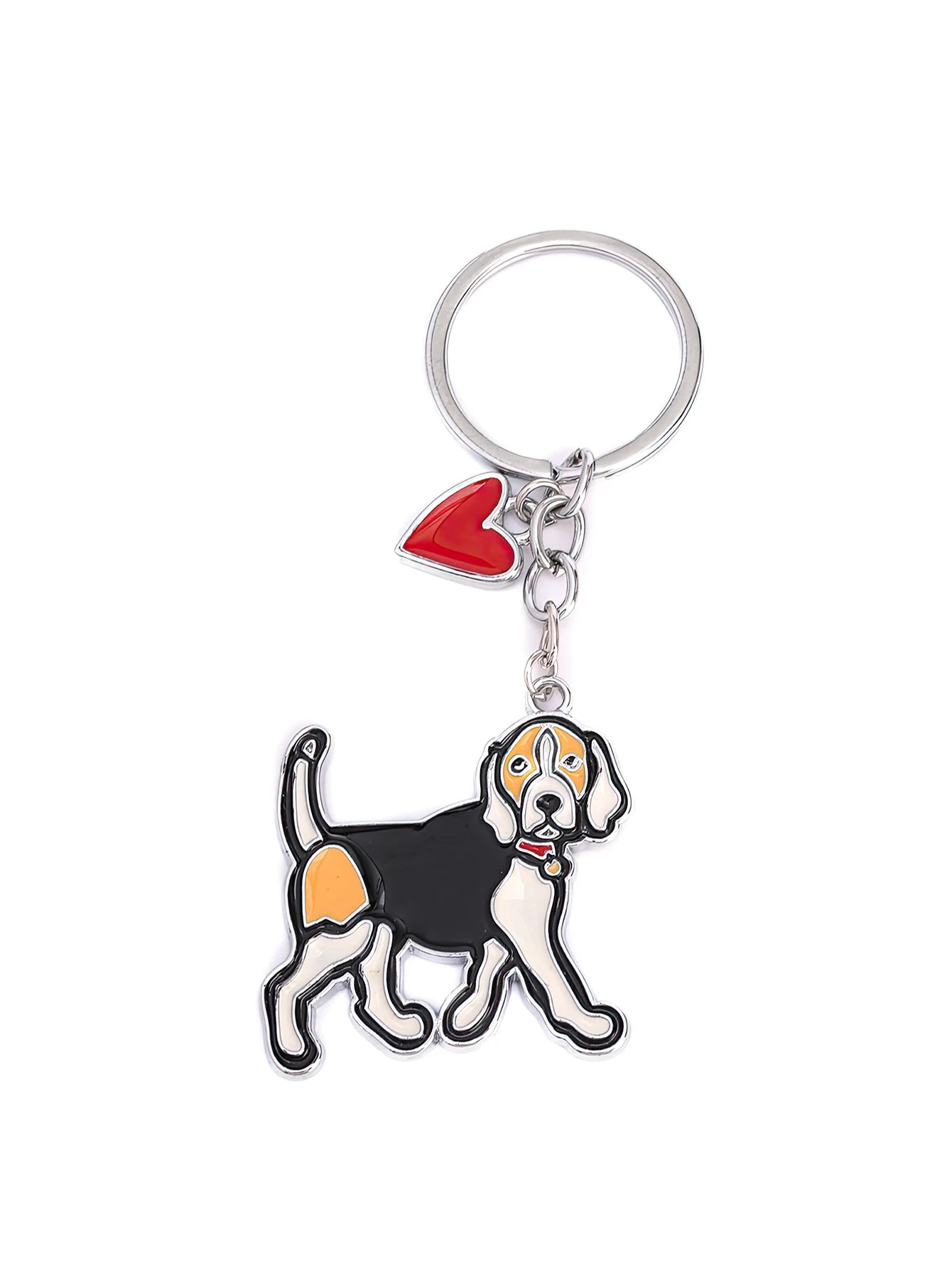 Metal Cute Dachshund Bulldog Dog keychains car key ring pet dogs heart Tag key men gift Metal Pendant best friend gifts