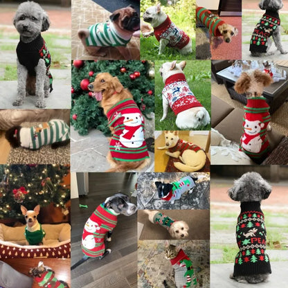 the PAW-LIDAY SWEATER - Christmas Warm Clothes for Dogs, Small/Medium/Large Dog Winter Sweater, Pet Clothing Knitted Coat, Cartoon Striped Big Dog Clothes
