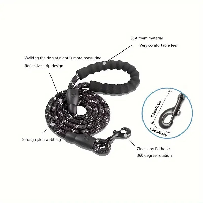 the COMFORT GRIP SAFETY LEASH - Reflective Dog Leash with Comfortable Padded Handle - Double Heavy Duty Traction Rope for Strong Dogs - Enhance Safety and Control