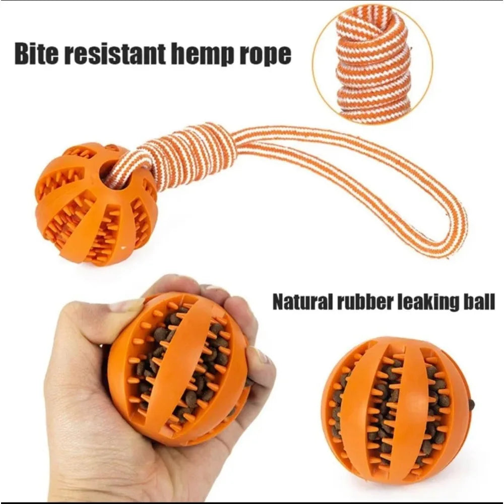 Dog Rope Ball Bite Resistance Training Ball with Rope Interesting Puzzle Teething Toy for Molar Teeth Cleaning Boredom Relieving