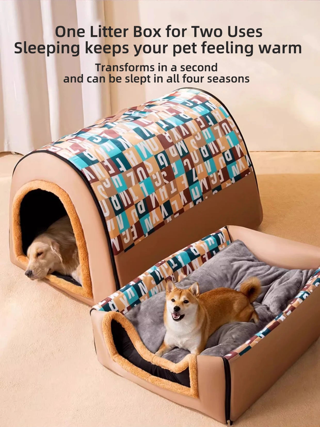 2024 New Dog Kennel Winter Warm Large Dog Oversized Dog House House Closed Winter Removable Golden Pet Four Seasons Use