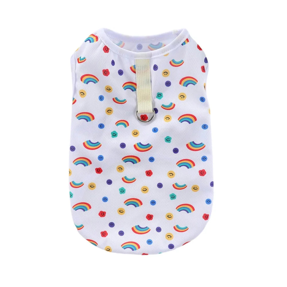 Cute Summer Pet Dog Cooling Vest Cartoon Soft Clothing Summer Casual Shirts Small Medium Large Dogs Puppy French Bulldog Clothes