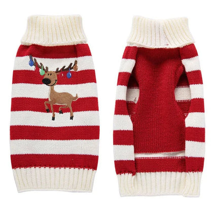 the PAW-LIDAY SWEATER - Christmas Warm Clothes for Dogs, Small/Medium/Large Dog Winter Sweater, Pet Clothing Knitted Coat, Cartoon Striped Big Dog Clothes
