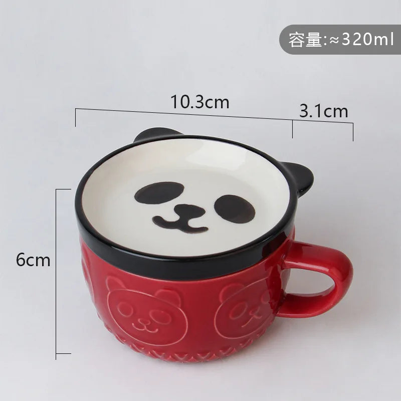 220ML Mug Japanese Shiba Inu Ceramic Coffee Cup Saucer Cartoon Animal Breakfast Milk Cup Embossed Coffee Cup Afternoon Tea Suppl