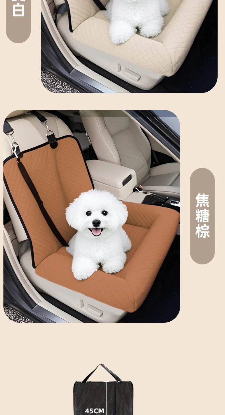 Pet car seat bed cat dog kennel removable washable outdoor car seat cushion safe comfortable suitable for both home travel use