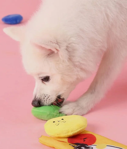 Ins Cute Tibetan Food Sound Toy Slow Food Plush Pet Toy Candy Small Dog Sniffing Food Mat Pet Dog Toy Puppy Accessories Gift