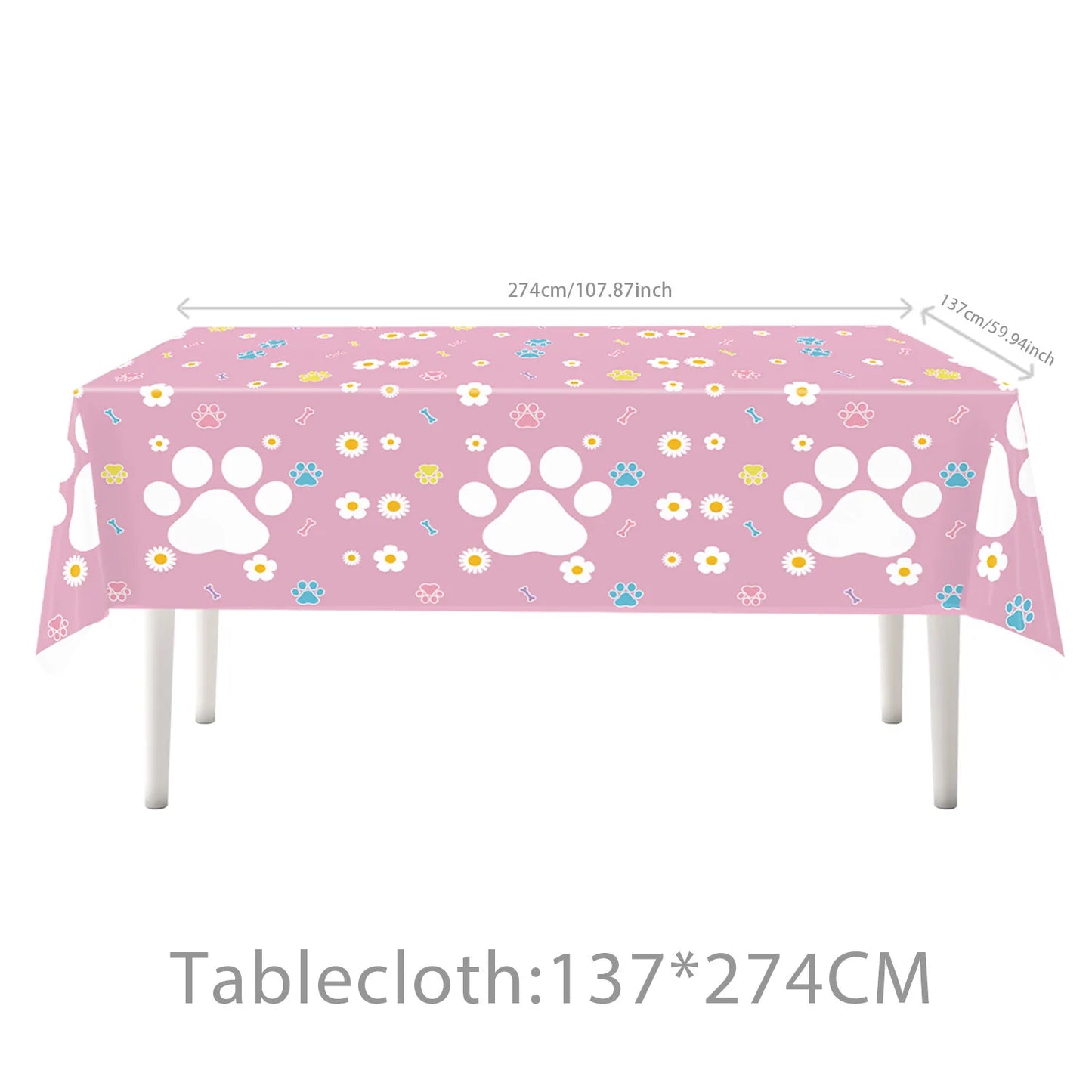 Dog Puppy Theme Party Tableware Color Paw Print Paper Cups Plates Banner 1st-3th Dog Birthday Party Baby Shower Decor