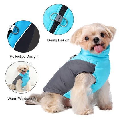 Winter Dog Jacket Warm Waterproof Clothes For Small Medium Dogs Cat Vest Coat With D-ring Reflective Chihuahua Yorkie Outfits