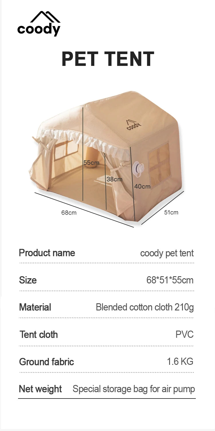 Outdoor Camping Pet Tent Waterproof Breathable Warm Inflatable Portable Small and Medium Dog Cat Nest