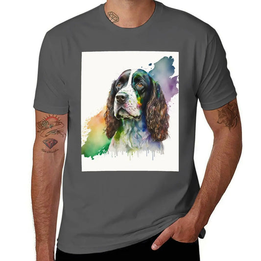 the SPRINGER SPANIEL - Watercolor English Springer Spaniel Digital Art T-Shirt