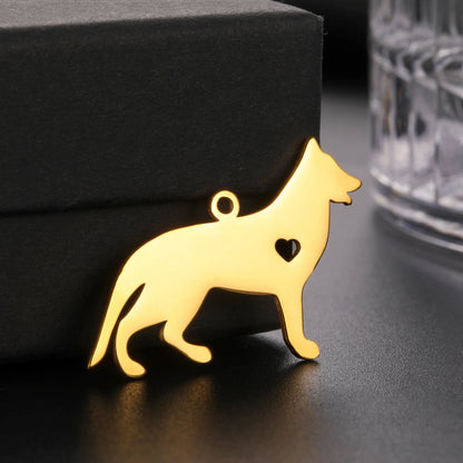 5 pieces/batch Cute Sausage Dog Wolf Pendant Stainless Steel DIY Earrings Bracelet Jewelry Fashion Jewelry Making