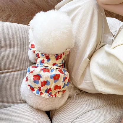 Floral Dog Dress Dog Summer Clothes Cute Cat Dog Princess Dresses Chihuahua Frnench Bulldog Bichon Girls Dog Costume Pet Skirt