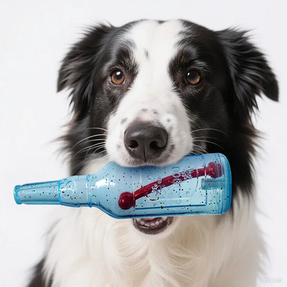 Pet Chew Toy Summer Floating Rubber Bottle For Puppy Interactive Teeth Cleaning Dog Squeaky Toy With Bone Dogs Toys