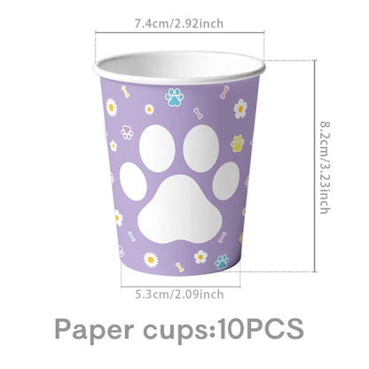 Dog Puppy Theme Party Tableware Color Paw Print Paper Cups Plates Banner 1st-3th Dog Birthday Party Baby Shower Decor
