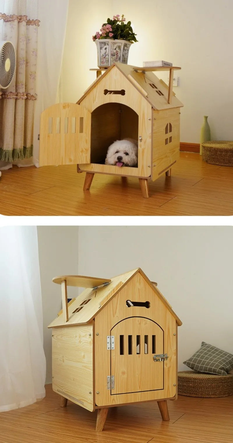 Indoor Dog House Bed Door Small Medium Cat Dog Kennel Outdoor Comfortable Puppy House Inside with Vents Pets Cage Supplies
