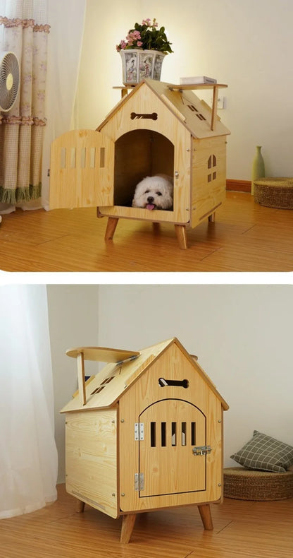 Indoor Dog House Bed Door Small Medium Cat Dog Kennel Outdoor Comfortable Puppy House Inside with Vents Pets Cage Supplies