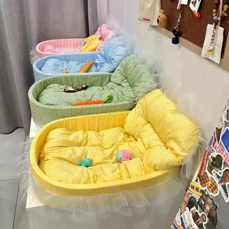 Macaron Color Dog Bed Pet Kennel Four Seasons Universal Winter Dopamine Cat Nest Deep Sleeping Nest Pet Supplies