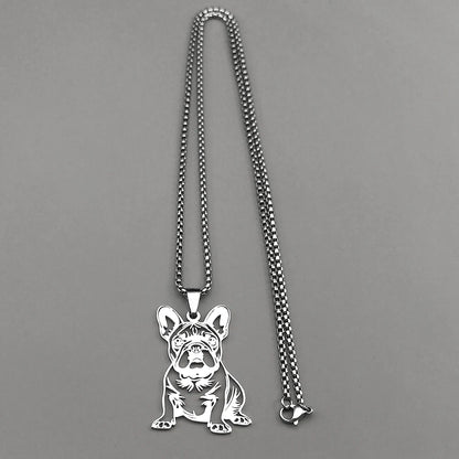 Sweet French Bulldog Chain For Women Men Stainless Steel Silver Color Animal Puppy Pug Dog Lovely Pendant Necklace Jewelry