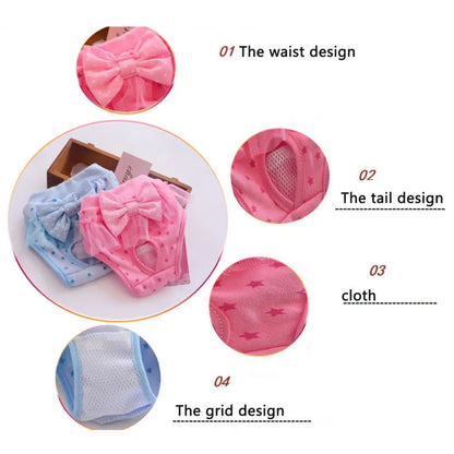 Dog Menstrual Pants Comfortable Anti-harassment Pet Sanitary Pants Breathable Cotton Puppy Bowknot Diaper Clothing Pet Supplies