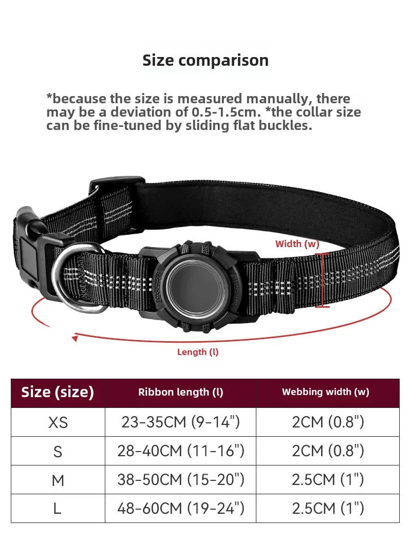 the FINDMYPAWS AIRTAG COLLAR - Dog Collar Reflective Waterproof Transparent Cover Airtag Locator Anti-Loss Pet Collar