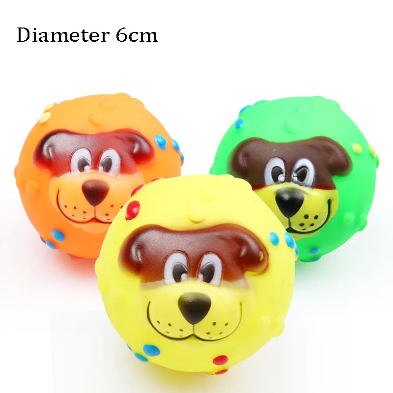 Diameter 6cm Pet Dog Ball Toys with Squeak for Small Dogs French Bulldog Chihuahua Bite Resistant Puppy Chew Toys Pet Supplies