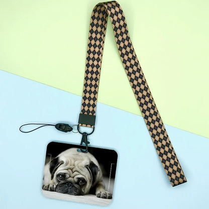 Cat and dog pattern Bank Credit ID Card Student Bus Card Holders Storage Protective Shell Pendant